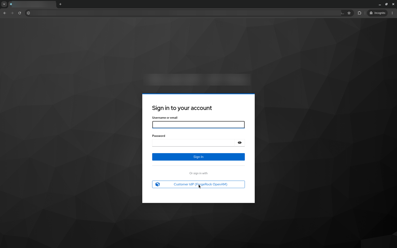 Keycloak sign-in page with the customer IdP button